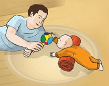 Supervised tummy time during play time