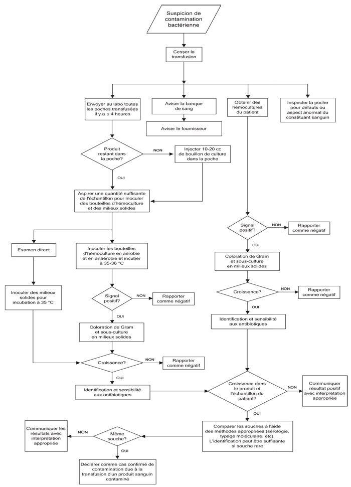 Annexe A : Un algorithme pour l'enqu�te de laboratoire de la contamination bact�rienne soup�onn�e