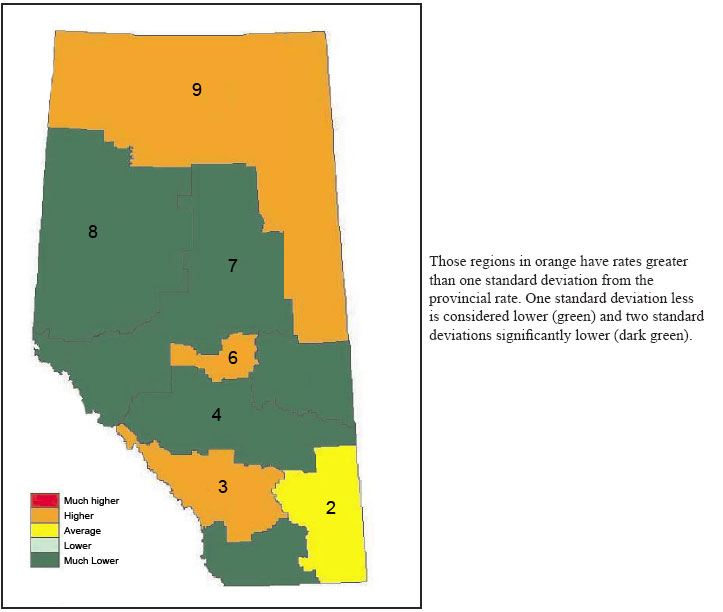 Figure 1. Rates of community acquired CMRSA 10 by region, June 1, 2005 - February 28, 2006
