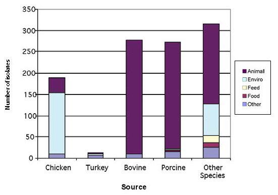 Figure 20: S. Typhimurium isolates from non-human sources, 2000 to 2004
