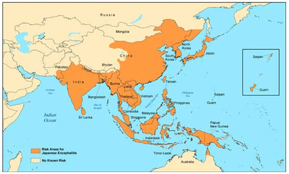 Distribution géographique de l’encéphalite japonaise
