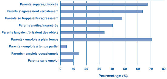 Figure 1. Caract&eacute;ristiques familiales des jeunes de la rue en 2003
